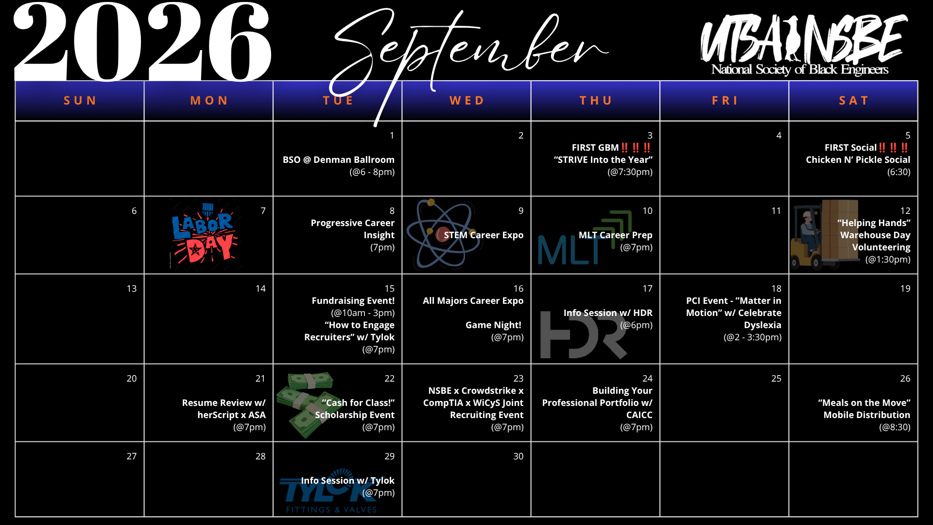 UTSA NSBE September Calendar